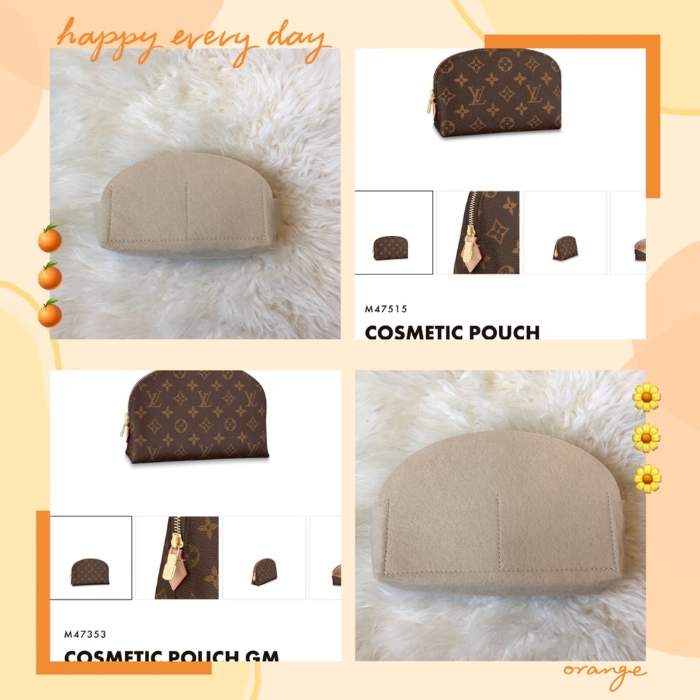 Beige Cosmetic Pouch GM / PM felt insert organizer